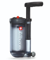 Katadyn Hiker Pro filter body shows compact design for backpacking water filtration.