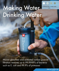 Katadyn Hiker Pro quick-connect hose enables easy bottle and hydration-bladder setup.