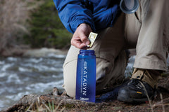 Katadyn Micropur MP1 being used to treat water on the go while camping