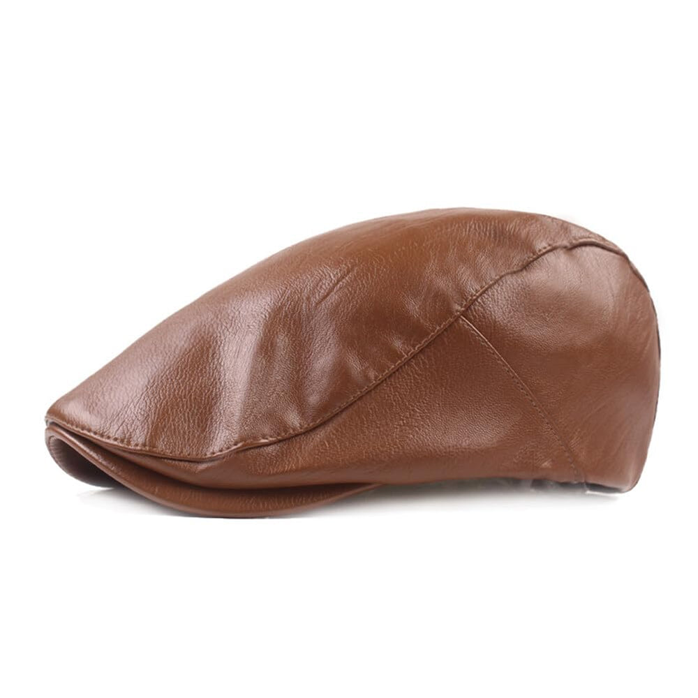 Katutude Newsboy Hat PU leather texture for durable retro style