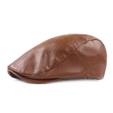 Katutude Newsboy Hat PU leather texture for durable retro style