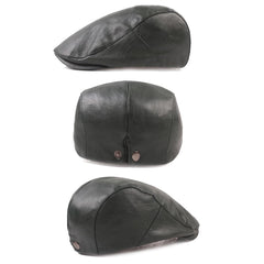 Katutude newsboy hat side view in PU leather for retro style