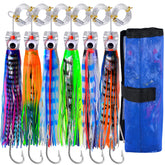 KATUYSHA six-piece trolling lure set in bright colors for big-game fishing.