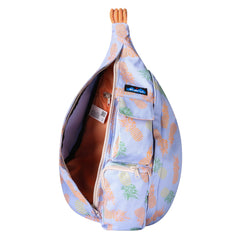 KAVU Rope Bag Pineapple Pirouette strap detail emphasizes comfortable, sturdy wear