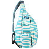 KAVU Rope Bag Skyline Ikat front view showing crossbody wear and compact storage.