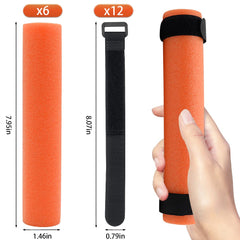 Orange rod floats with hook-and-loop straps