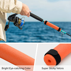 Close-up of orange buoyant fishing rod floats