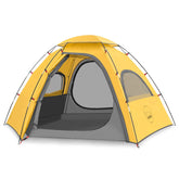 KAZOO tent yellow front view shows roomy interior for family camping