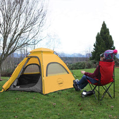 KAZOO tent yellow two-doors emphasizes easy entry and ventilation
