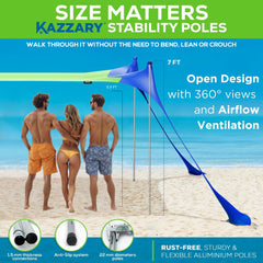 KAZZARY Beach Tent sandbags and ground pegs deliver stable shade.