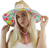 KC Republic Malabar straw hat with lemon print and wide brim for sun protection