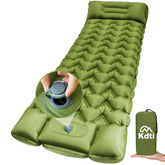 Kdti Camping Sleeping Pad with Pillow demonstrates ergonomic neck support for a comfortable outdoor night