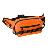 KEEFREE 2.2L waterproof waist bag orange front view showcasing dry storage for kayaking