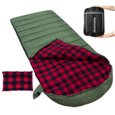 Keencamp sleeping bag close-up shows durable outer fabric and plush interior.