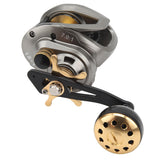 Keenso metal baitcasting reel closeup showing sturdy construction for reliable casts.
