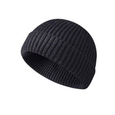 KEEPFLY Knit Cuff Short Fisherman Beanie in Black, front view