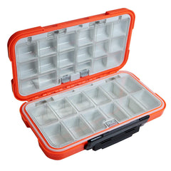 KEESHINE floating tackle box orange – open with dividers visible