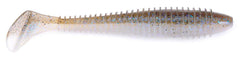 Keitech Fat Swing Impact Electric Shad close-up showing balanced action and two-tone color