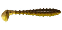 Keitech Fat Swing Impact Texas rig weedless design with ringed body for snag resistance.