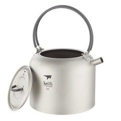 Keith Ti3907 Kettle 1.5L capacity shown on camp stove for quick hydration.