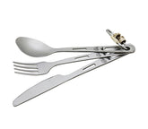 Keith Titanium Ti5310 three-piece cutlery set with custom pouch for travel