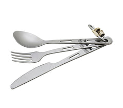 Keith Titanium Ti5310 three-piece cutlery set with custom pouch for travel