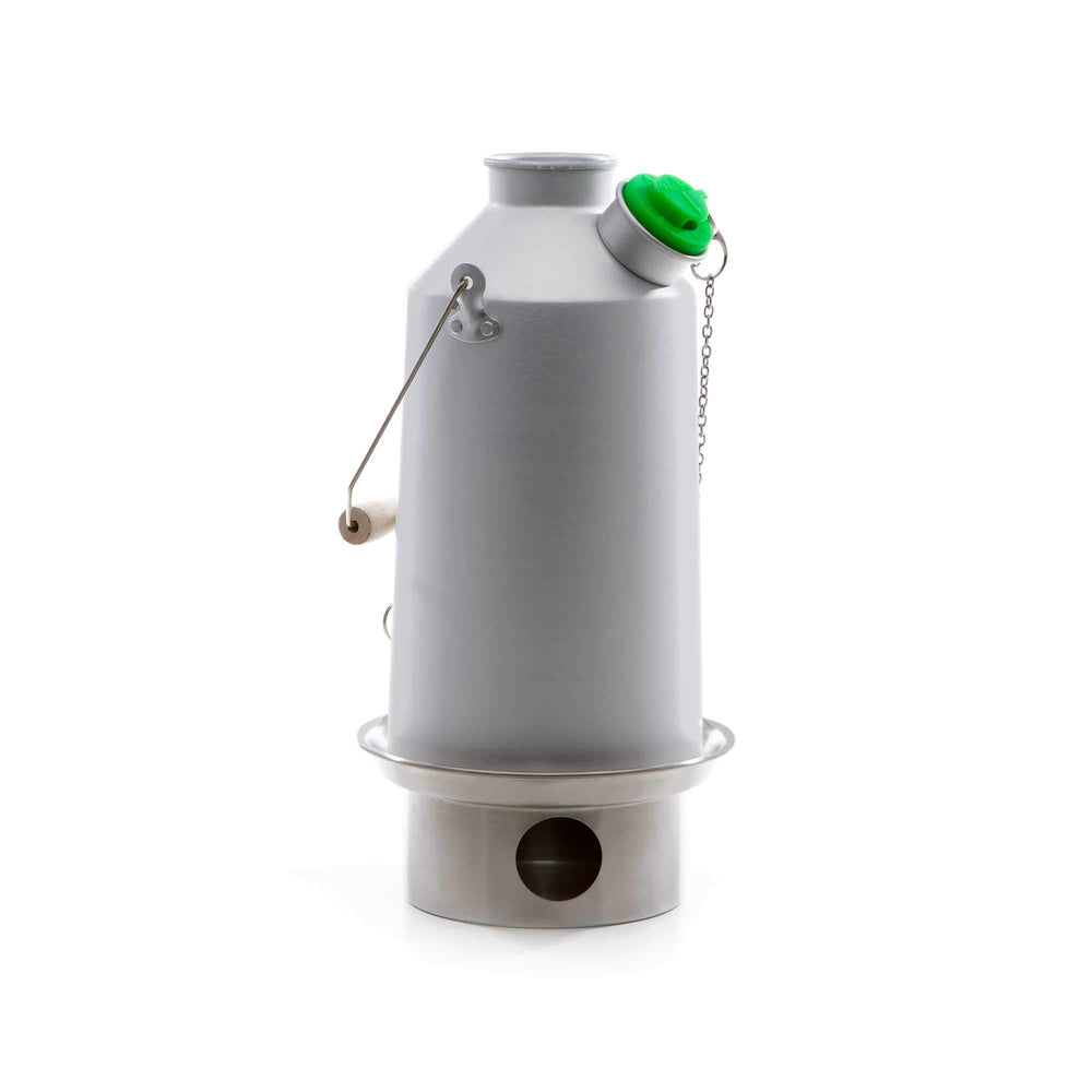 Kelly Kettle Large Aluminum 54oz boils water quickly outdoors.