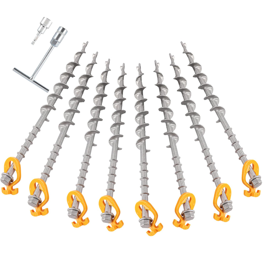 Keltrion 8pcs screw-in tent stakes 14inch pack in ground for secure camping setups