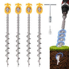 Keltrion screw-in tent stake 14-inch in four-pack securing windy camping setups.
