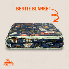 Kelty Bestie Blanket back view, plush brushed interior for comfort