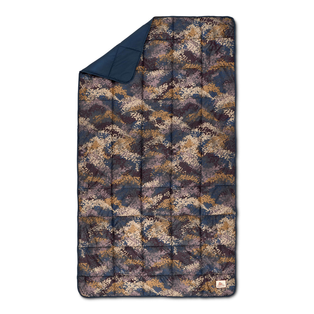 Kelty Bestie Blanket Chaparral front view shows durable exterior and cozy interior for outdoor warmth.