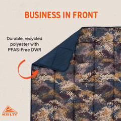 Kelty Bestie Blanket Chaparral texture close-up reveals breathable fabric and plush feel.