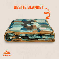 Kelty Bestie Blanket Geo Natural back view - full-coverage warmth for chilly nights