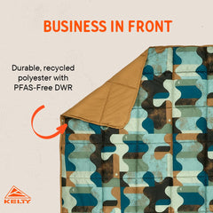 Kelty Bestie Blanket Geo Natural folded compact - easy to stash after hikes
