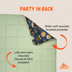 Kelty Bestie Blanket materials closeup, recycled poly and brushed poly