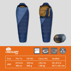 kelty cosmic footbox spacious design provides toe wiggle room on overnight trips