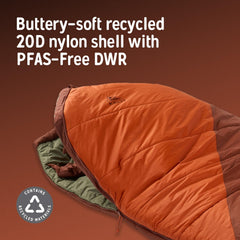 Kelty Cosmic Synthetic insulation CirroLoft ECO provides warmth in damp nights.