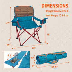 Kelty Deluxe Lounge Chair insulated cupholders keep drinks handy during gatherings.