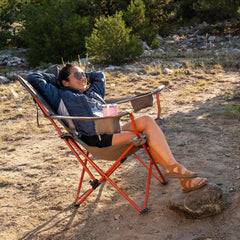 Three recline positions provide customizable outdoor comfort on the Kelty chair.