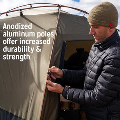 Kelty Highroads shelter DWR fabric highlights weather resistance and durability.