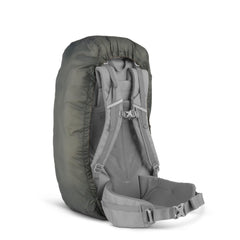 Kelty rain cover with elastic cinch and hip-belt loops secures a tight fit.