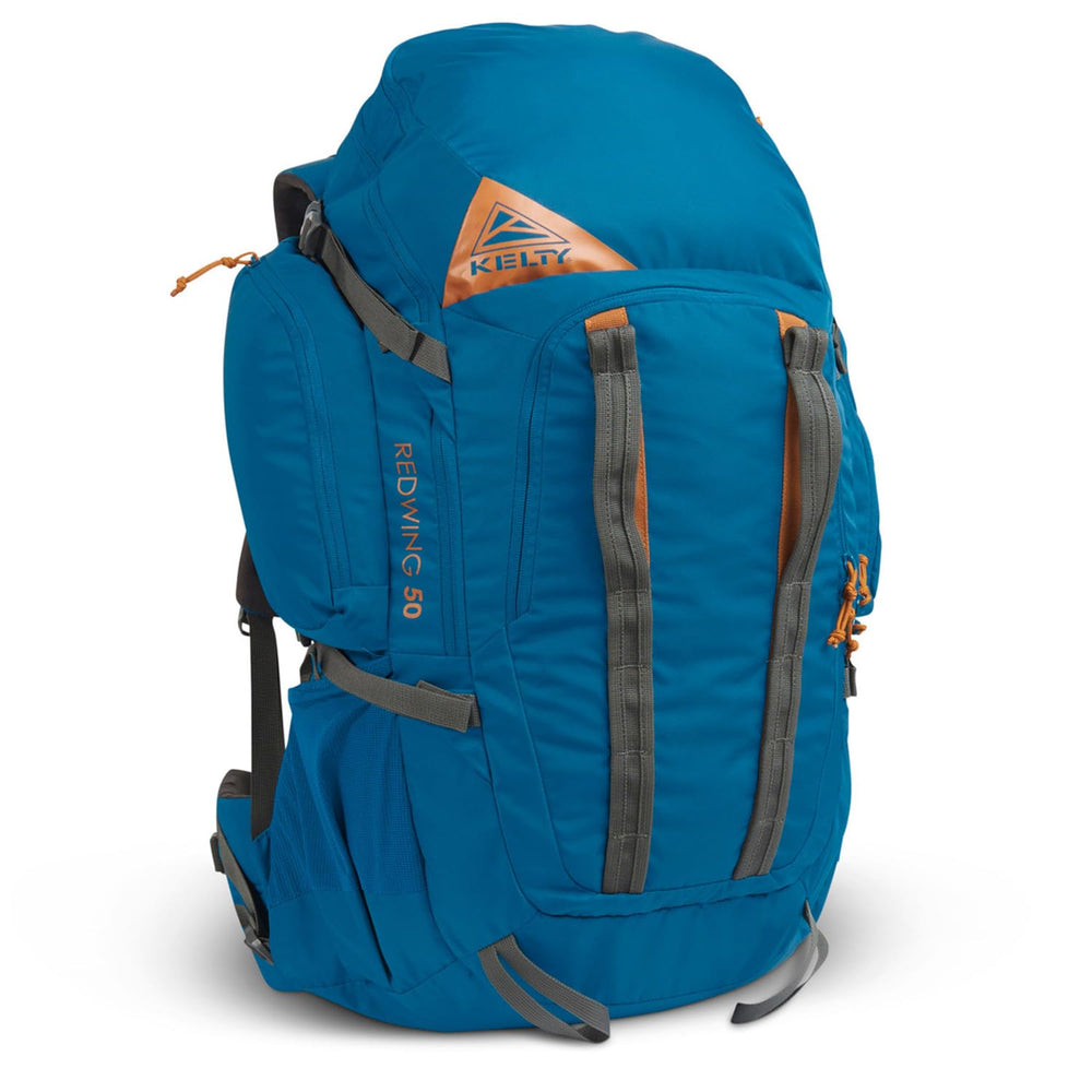 Kelty Redwing 50 front view shows compact design for hiking and travel.