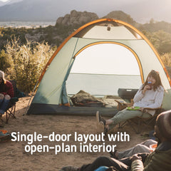 Kelty TALLBOY freestanding fiberglass-pole system for easy pitching.