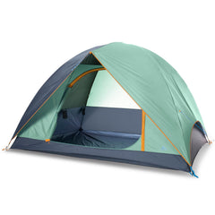 Kelty Tallboy tent setup shows quick freestanding assembly for family camping.