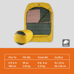 Kelty Tru.Comfort Doublewide 2P removable top layer for climate control