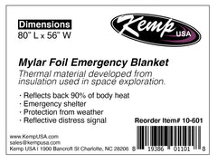 Kemp USA Mylar blanket serves as a weather shield against wind and moisture.