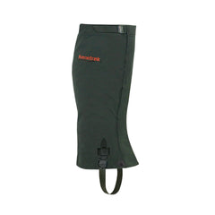 Kenetrek hunting gaiter front opening close-up shows quick access and secure seal in snow.