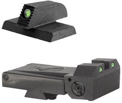 Kensight Kimber adjustable 1911 front sight with Trijicon insert aids rapid target acquisition in low light.