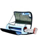 KECOP portable solar oven in assembled form ready for outdoor cooking.