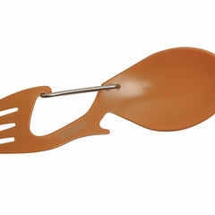 Kershaw Orange Ration spoon-end close-up for trailside meals.